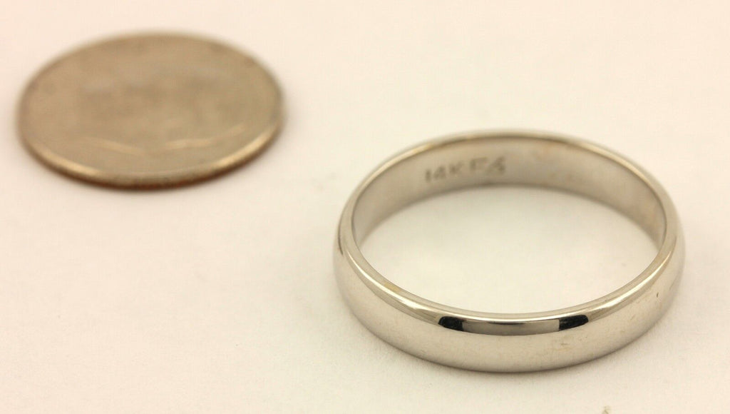 New 14k white gold Men's 4mm wedding band size 9 ring high polish low dome 4.17g