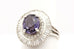 14k white gold GIA purple sapphire diamond halo ballerina ring size 6 5.3g