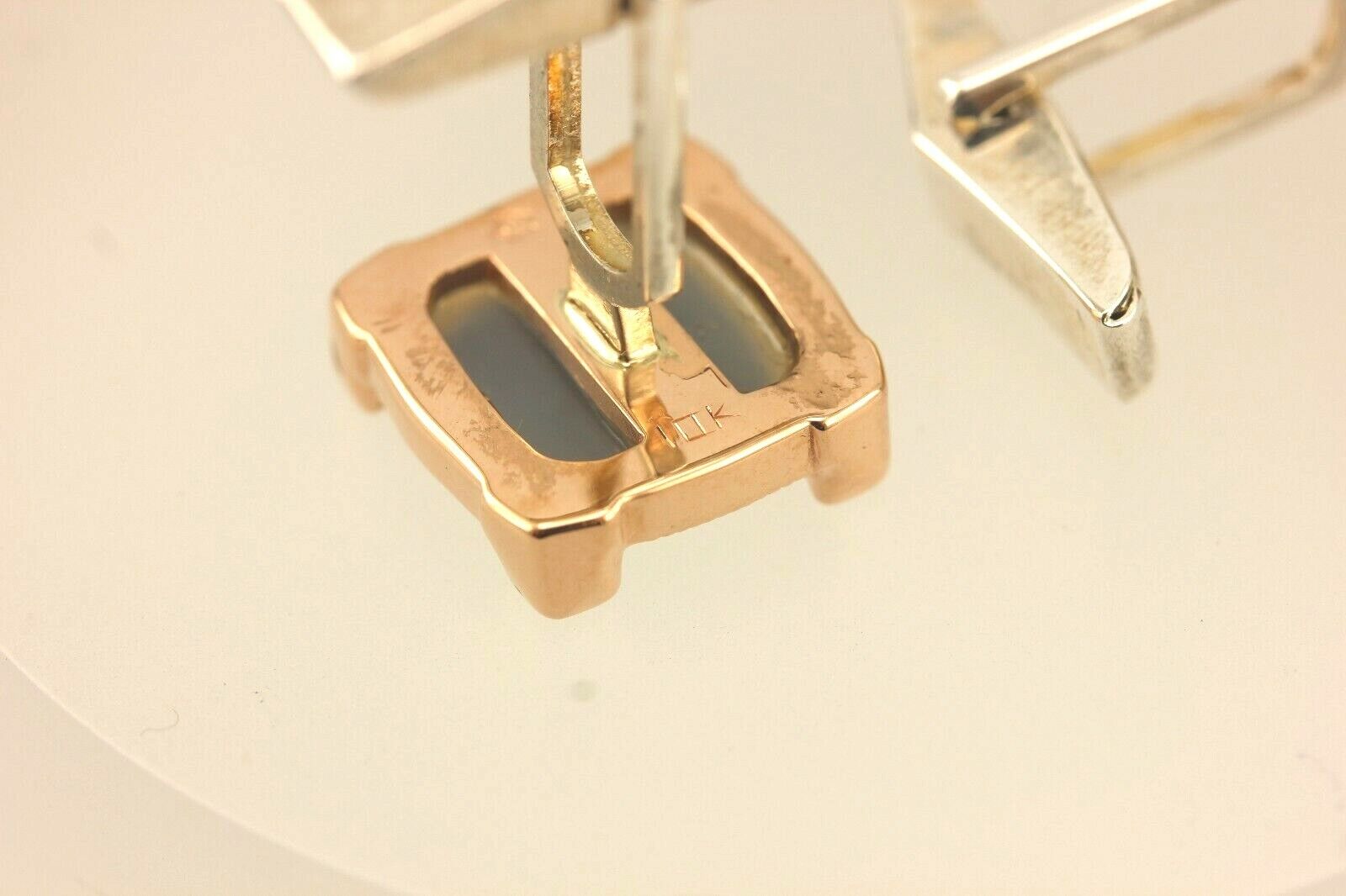 10k rose gold cuff links titanium white quartz druzy 925 sterling silver backs