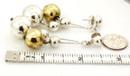 vintage estate silver brass balls dangle drop pierced earrings 2.75 inch 18.84g