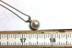 14k white gold 8.40mm round white akoya pearl pendant new rabbit ear NO chain