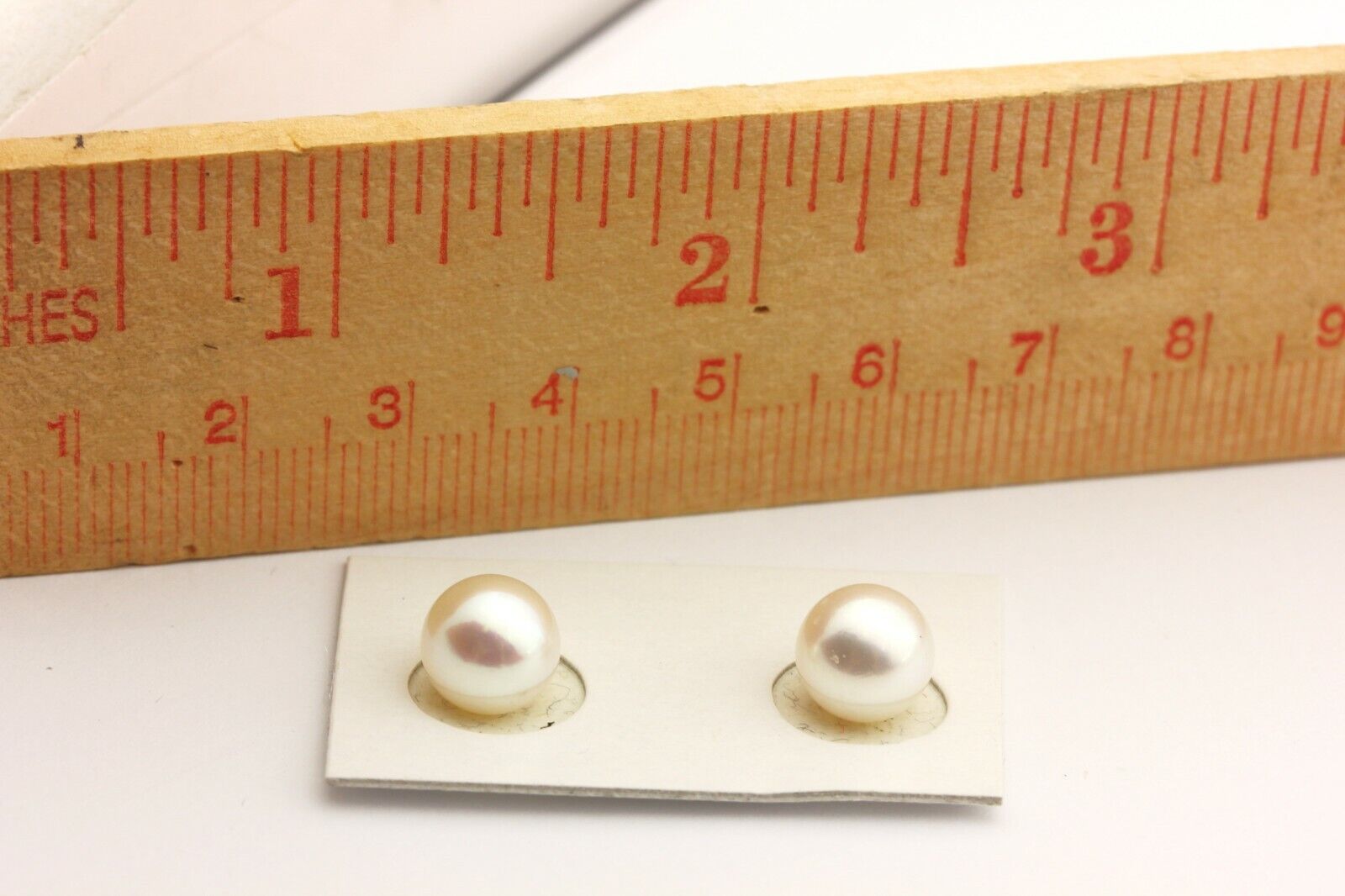 matched pair Japanese Akoya pearls 8.10-8.15mm round white clean half drilled