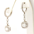 14k white gold 1.54ctw natural diamond dangle drop huggie hoop earrings 4.6g new