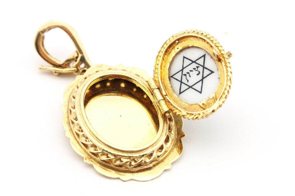 14k yellow gold Moses 10 Commandments locket slide pendant 2 inch 9.30g vintage
