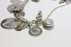 sterling silver 7 inch charm bracelet chain 21 charms estate vintage 45.46g