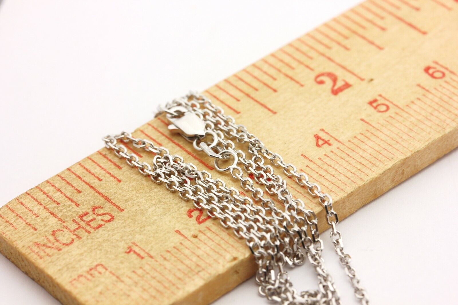 14k white gold diamond cut rolo chain necklace lobster 18 inch 1.1mm 2.56g new