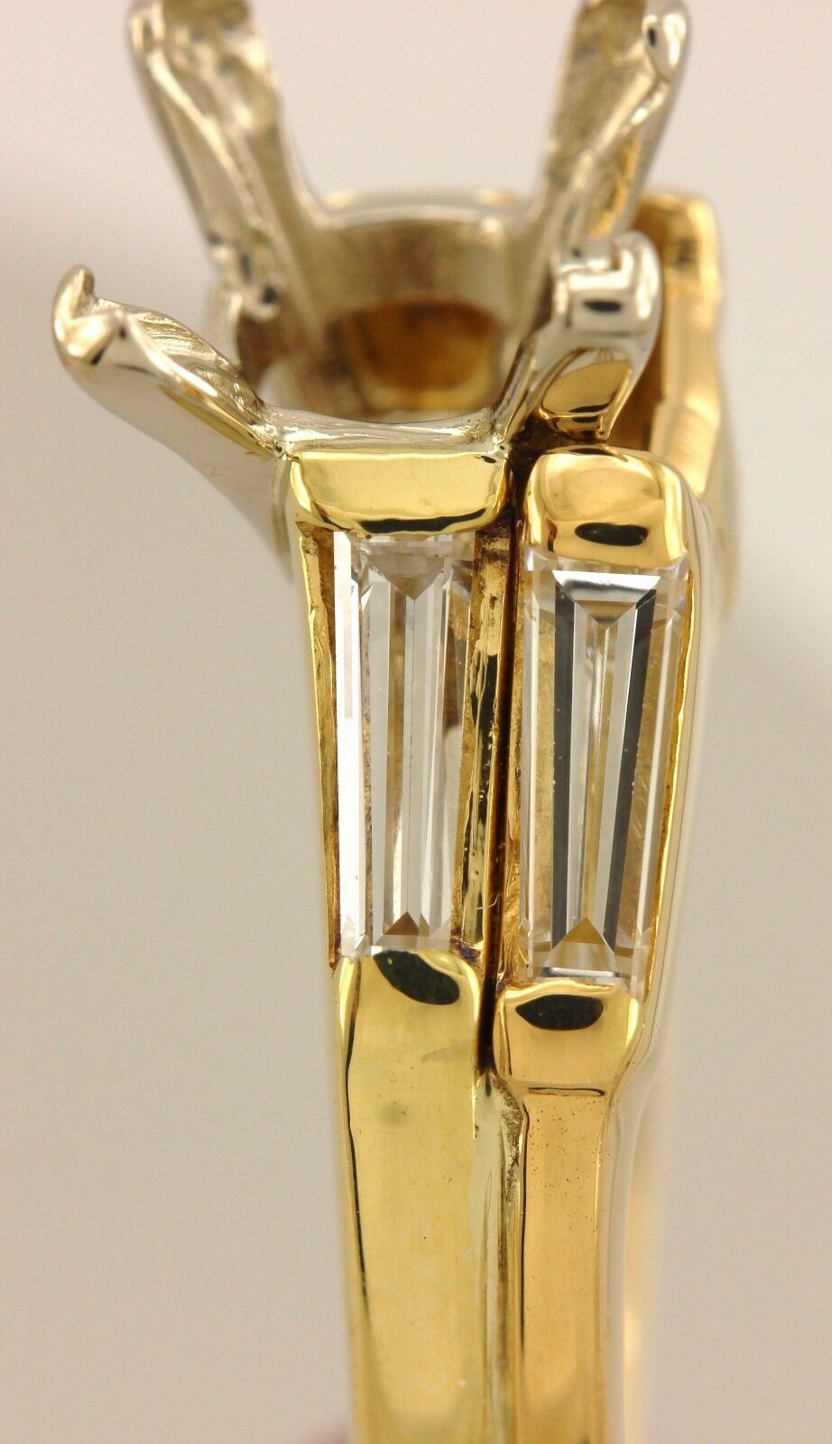 18k yellow gold wedding ring set 1ct square center diamond tapered baguettes set