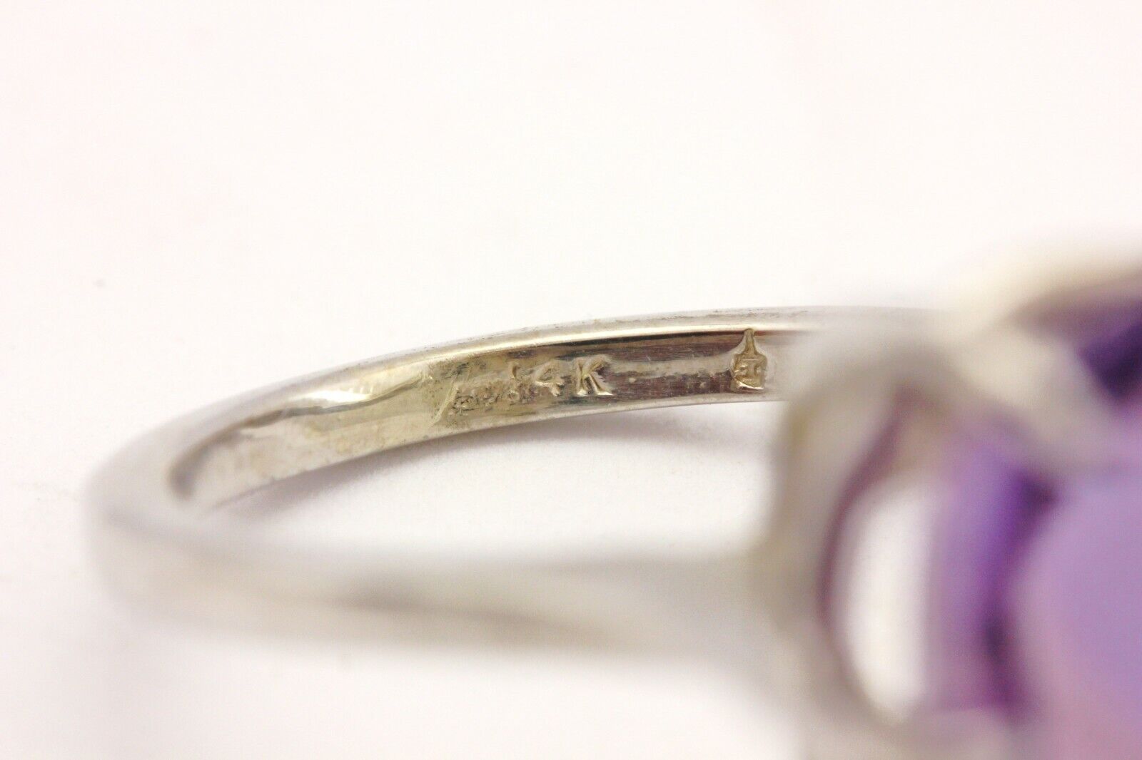14k white gold 10.40ct purple amethyst solitaire ring size 6.75 6.79g vintage