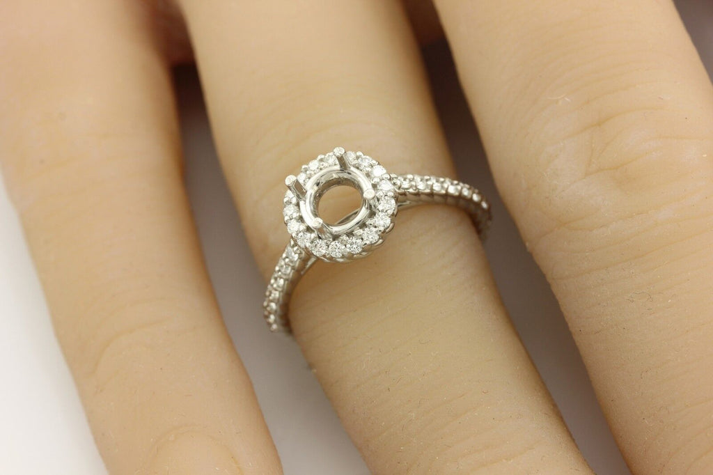 Platinum 1ct round diamond 0.34ctw halo twist band engagement ring semimount NEW
