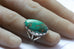 silver ring natural turquoise 1965 23x14mm oval cabochon 6.7g size 4 vintage