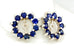 14k white gold 0.80ctw natural blue sapphire 5mm round stud earring jackets new