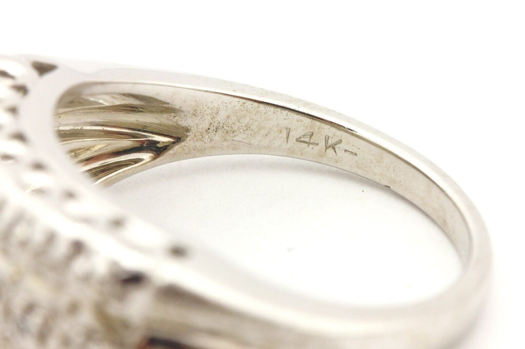 14k white gold 0.20ctw diamond three row cluster band ring size 5.75 8.7mm 4.25g