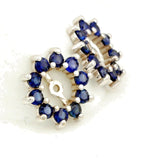 14k white gold 0.80ctw natural blue sapphire 5mm round stud earring jackets new