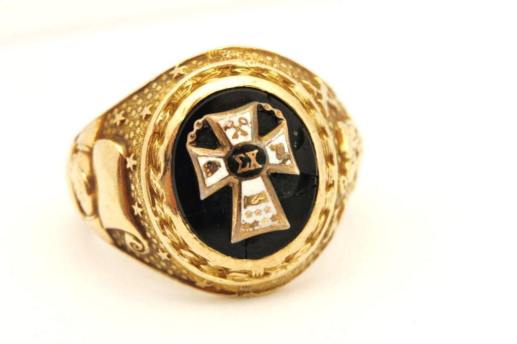 10k yellow gold EX Sigma Chi ring band size 9.5 17.91g estate vintage