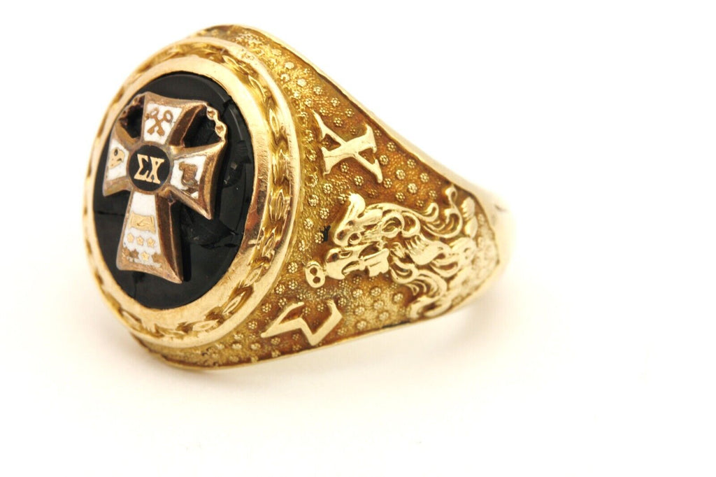 10k yellow gold EX Sigma Chi ring band size 9.5 17.91g estate vintage