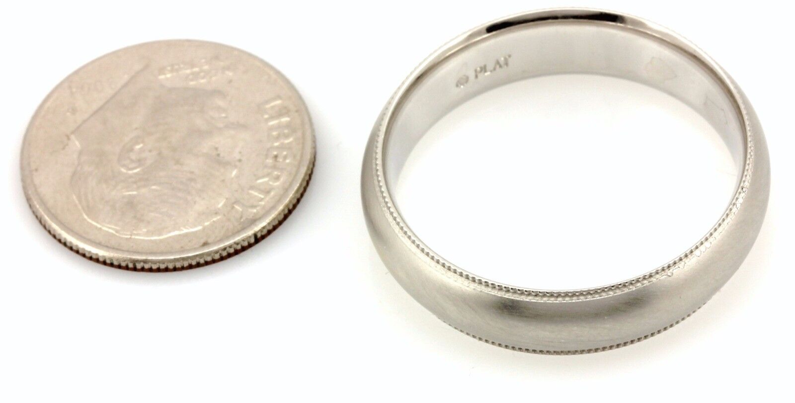 Platinum Men's 6mm satin wedding band milgrain edge sz 10.5 comfort fit 11.55g