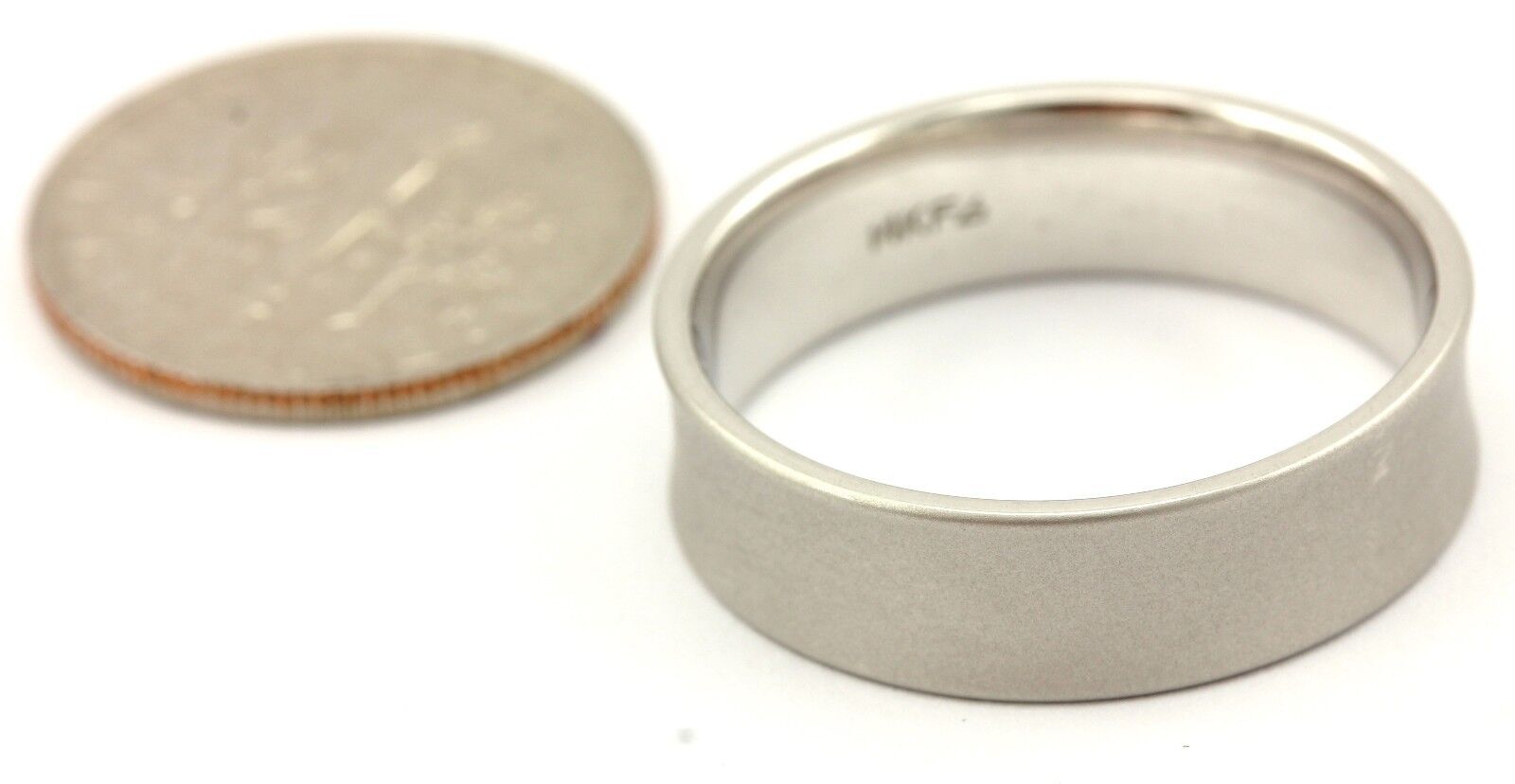 14k white gold concave men's wedding band satin 5.85mm size 8.75 ring NEW 5.42g