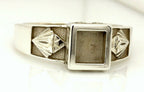 Custom sterling silver platinum man's square ring mount setting size 10.5 9.29g