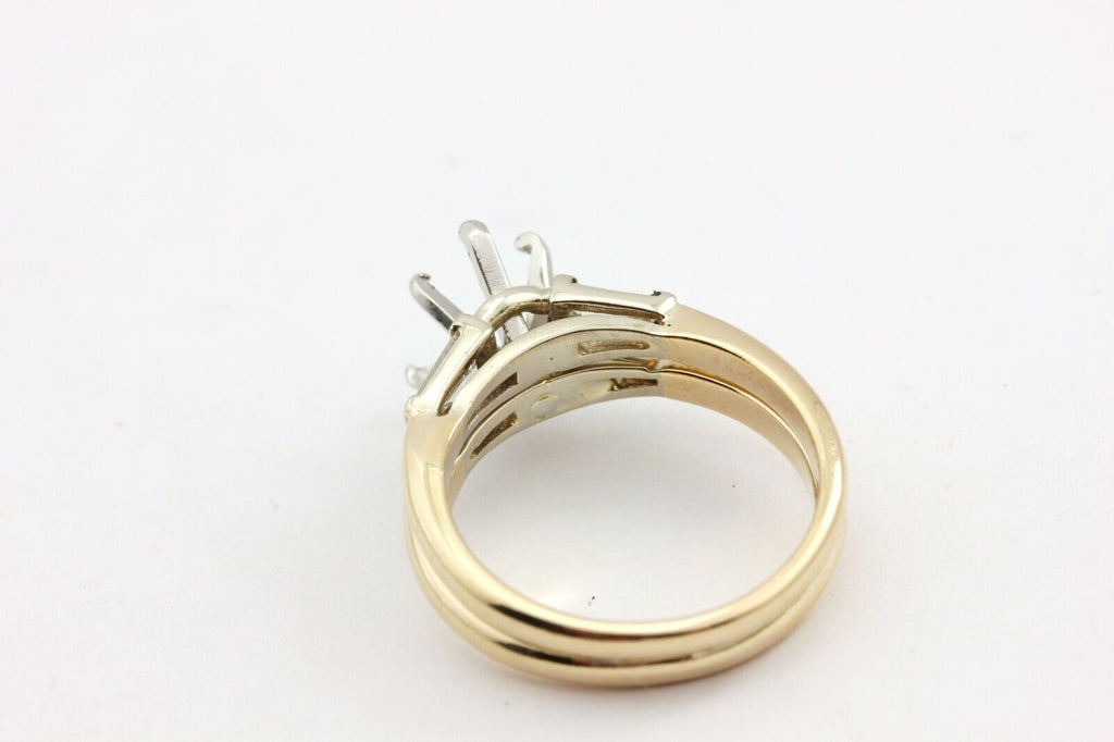 platinum 14k yellow gold wedding set 10x7mm pear shape semimiount size 6.5