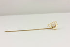 10k yellow gold 6mm pearl 2.5 inch stick pin estate vintage 1.3g
