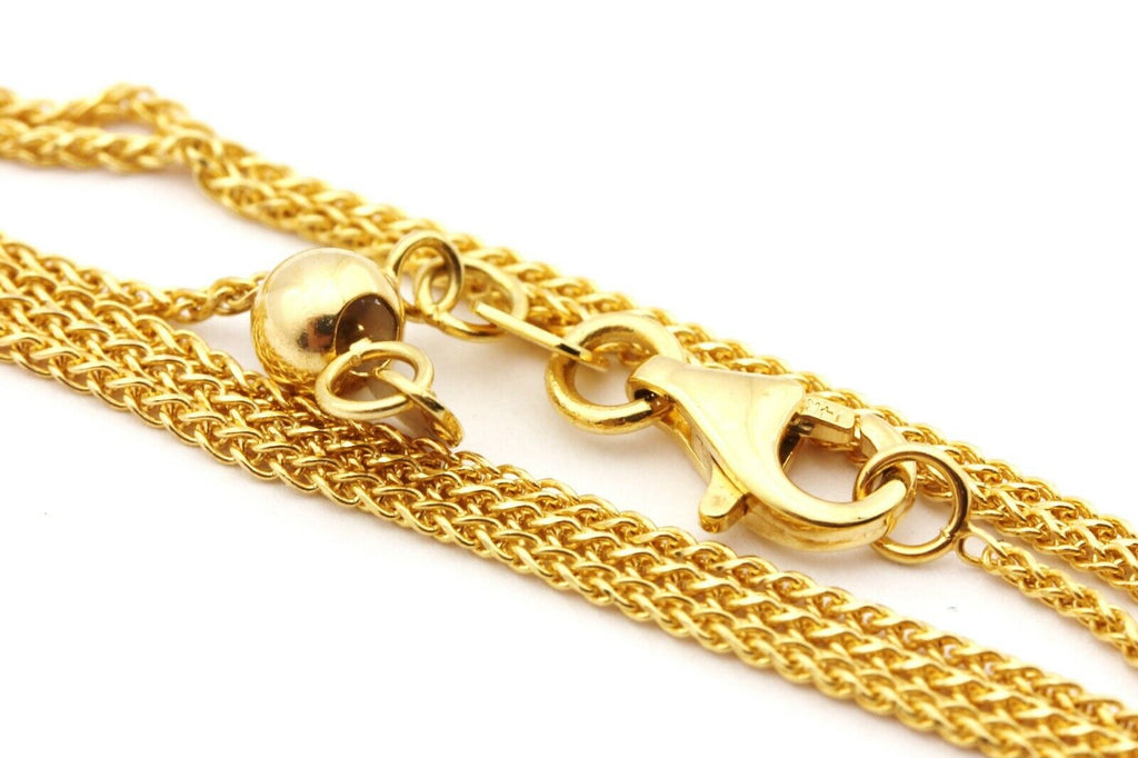 14k yellow gold adjustable 20 inch 1mm round wheat chain necklace 2.79g lobster