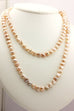 freshwater pearl strand necklace 34 inch pink baroque shapes 7-7.5mm 42.8g