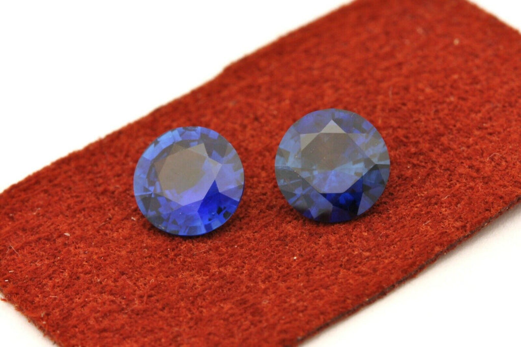 matched pair natural blue sapphires 1.61ctw 6mm round loose gemstones new