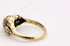 10k yellow gold pink sapphire diamond class ring 1984 size 6.25 estate vintage