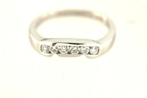 Platinum .36ctw round white diamond notched tracer wedding band ring sz 6.5