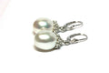 14k white gold 925 sterling silver 14mm drop freshwater pearl leverback earrings