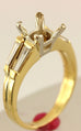 18k yellow gold wedding ring set 1ct square center diamond tapered baguettes set