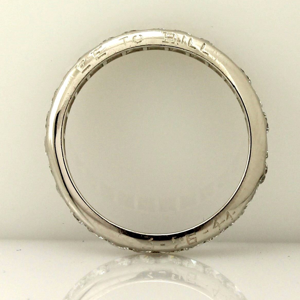 Platinum .81ctw round diamond eternity wedding band sz 4.25 ring vintage estate
