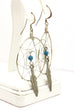 silver dream catcher hook earrings 3 inch drop dangle 4.82g vintage blue stone