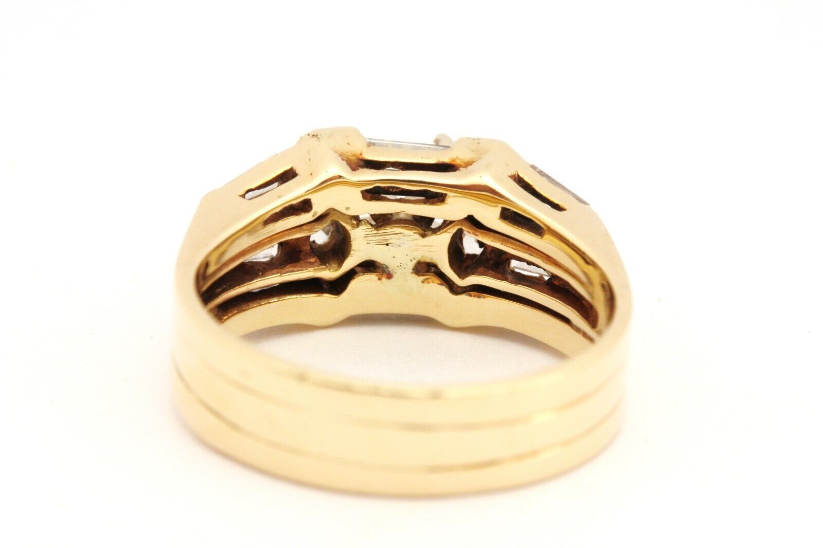 14k yellow gold diamond engagement wedding ring band set size 6.75 7.62g vintage