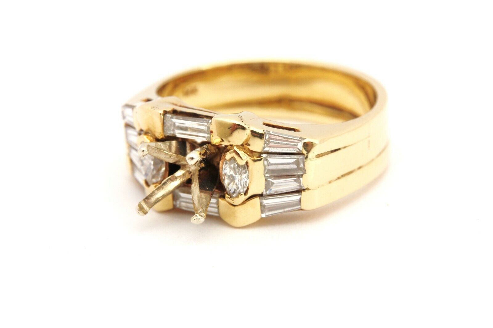 14k yellow gold diamond engagement wedding ring band set size 6.75 7.62g vintage