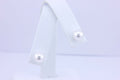 14k white gold 7.20-7.30mm round white pearls stud earrings new
