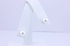 14k white gold 7.20-7.30mm round white pearls stud earrings new