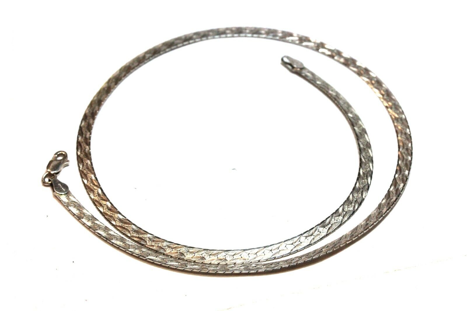 925 Italy sterling silver 18 inch 4mm fancy engraved herringbone necklace 10.9g