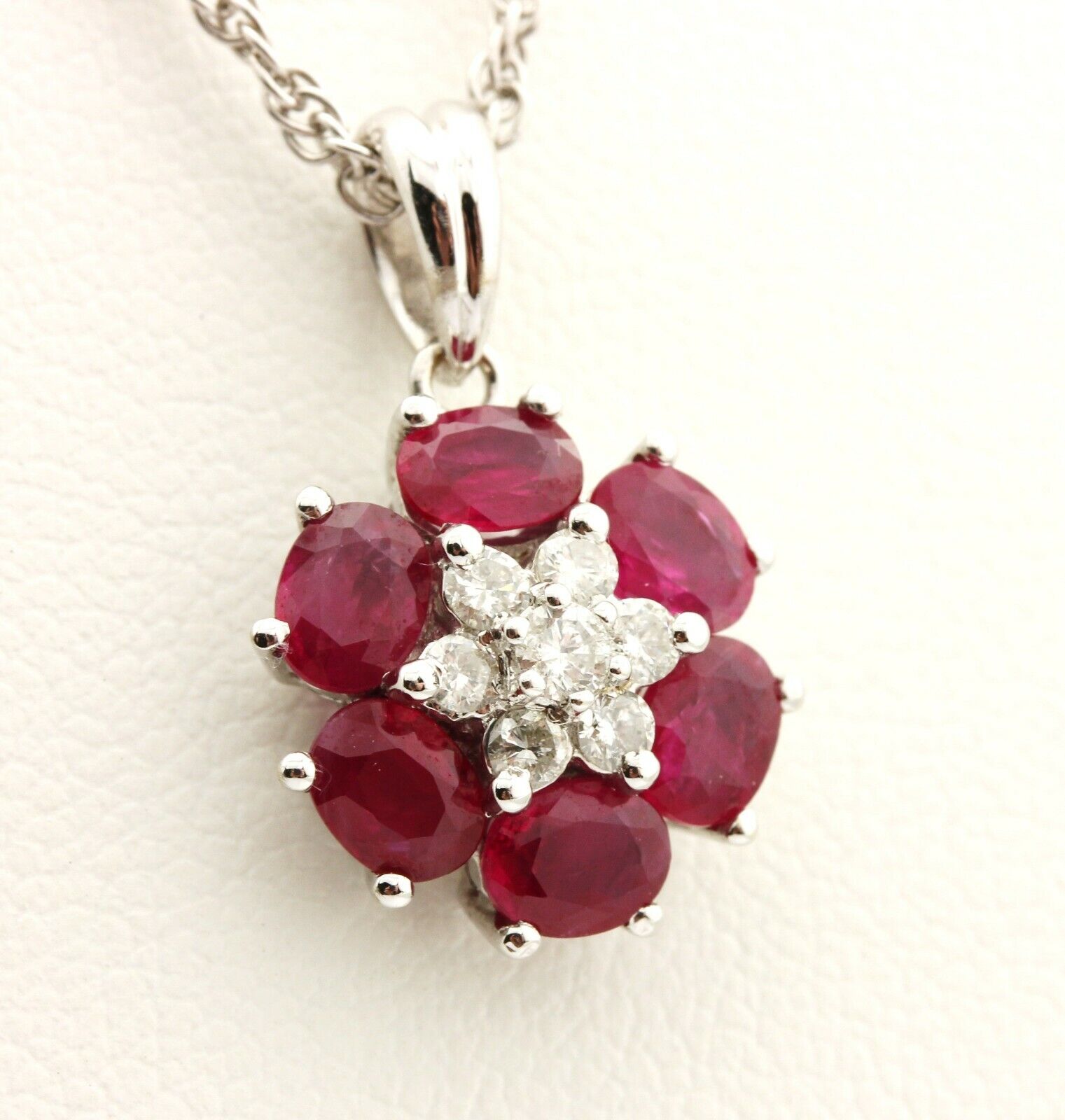 Simplistic Design Silver Ruby Necklace
