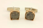 10k rose gold cuff links titanium white quartz druzy 925 sterling silver backs