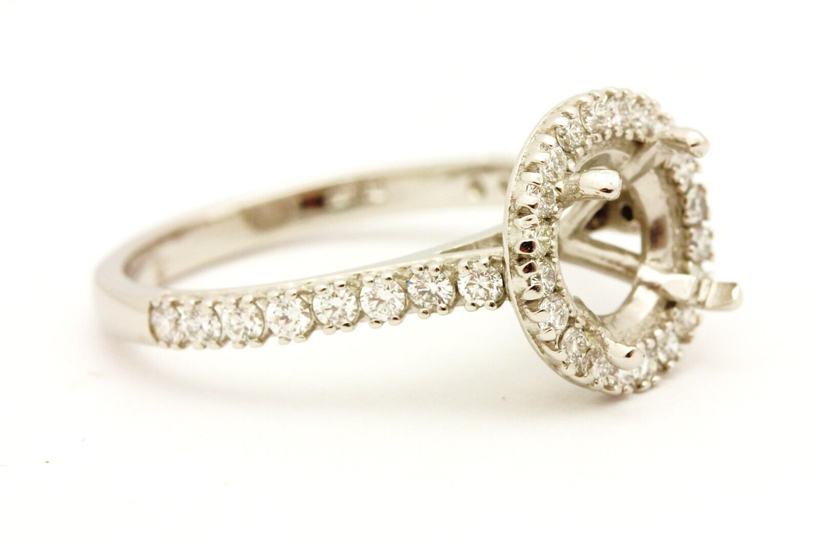 platinum 0.61ctw natural diamond halo engagement ring semimount size 7.25 6.02g