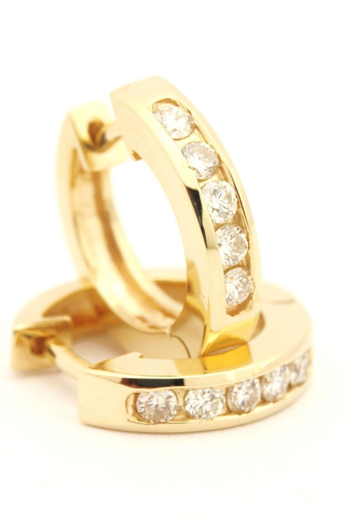 14k yellow gold 0.31ctw natural diamond round huggie hoop earrings 4.03g new
