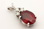 14k white gold lab ruby red oval 4.92ct 0.23ctw round diamond pendant new 2.6g