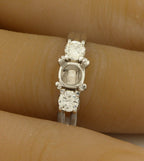 14k white gold 3 stone diamond engagement ring semi mount 0.46ctw sz 8.25 6.98g