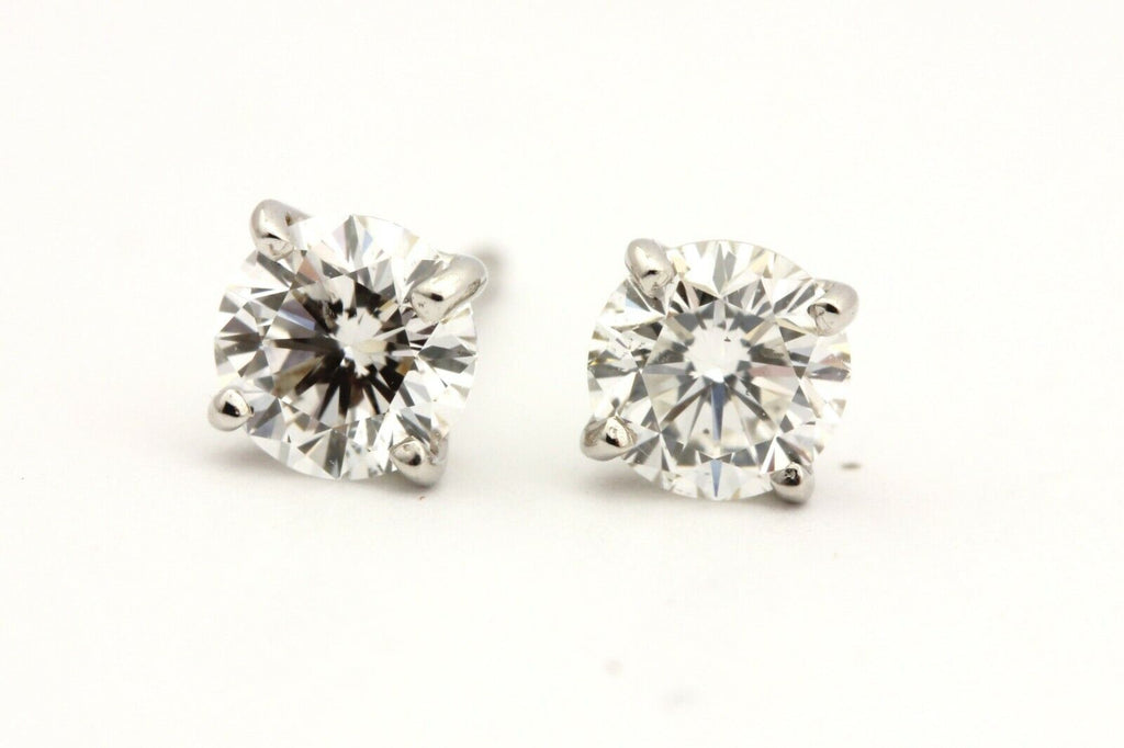 14k white gold 0.60ctw GIA natural round diamond stud earrings SI2 0.65g new