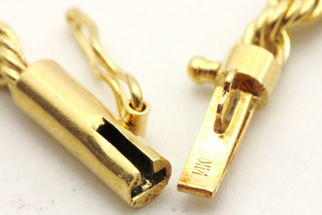 14k yellow gold rope chain necklace tab clasp 20 inch 3mm 16.81g vintage estate