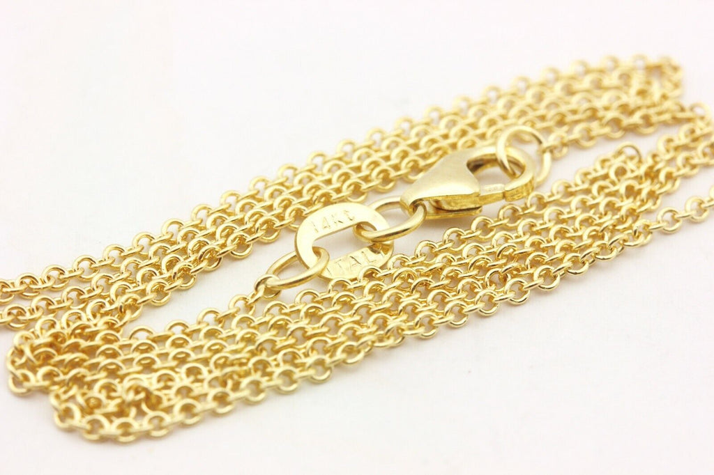 14k yellow gold rolo cable chain necklace lobster 16 inch 1.3mm 1.72g Italy new