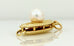14k yellow gold 13x5mm marquise filigree fish hook 4mm pearl clasp new 0.65g