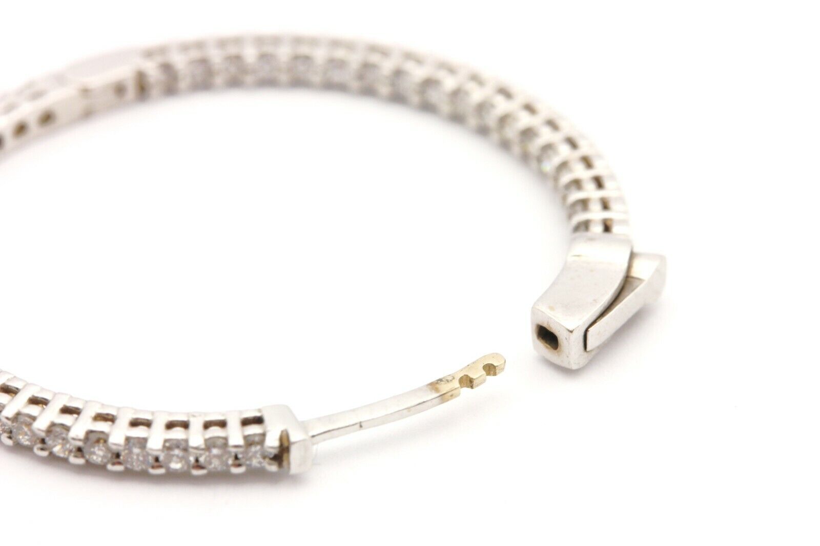 14k white gold 1.23ctw diamond inside outside hoop earrings 2.25 inch 5.93g new