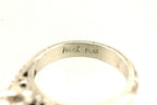 Platinum engagement ring cathedral semi mount lotus engraved diamond accents